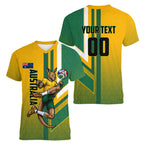 Personalized Australia Soccer Kangaroo Women V-Neck T-Shirt Australia Flag Athletic Mascot Boxing Kangaroo