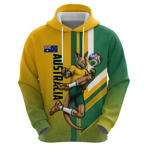 Personalized Australia Soccer Kangaroo Zip Hoodie Australia Flag Athletic Mascot Boxing Kangaroo