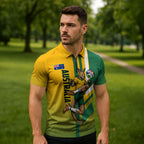 Personalized Australia Soccer Kangaroo Zipper Polo Shirt Australia Flag Athletic Mascot Boxing Kangaroo