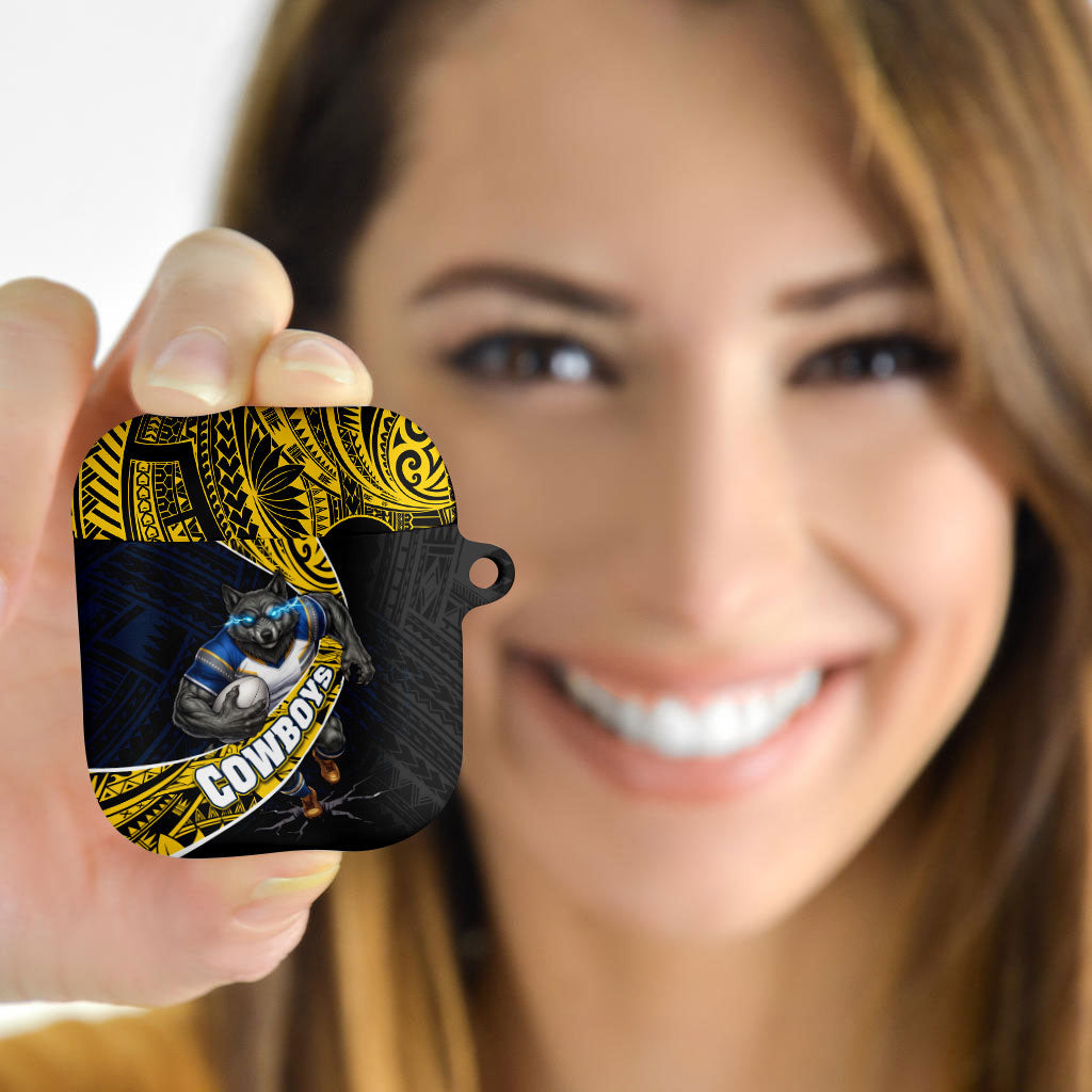 North Queensland Cowboys Rugby AirPods Case Tribal Polynesian Power Art - Lightning Mascot