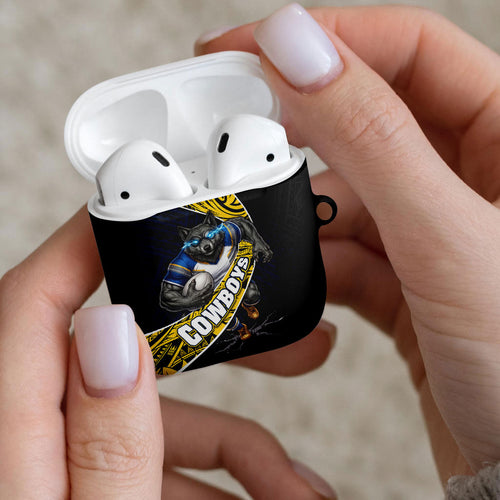 North Queensland Cowboys Rugby AirPods Case Tribal Polynesian Power Art - Lightning Mascot