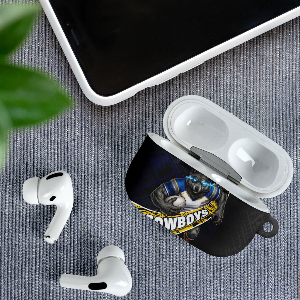 North Queensland Cowboys Rugby AirPods Case Tribal Polynesian Power Art - Lightning Mascot