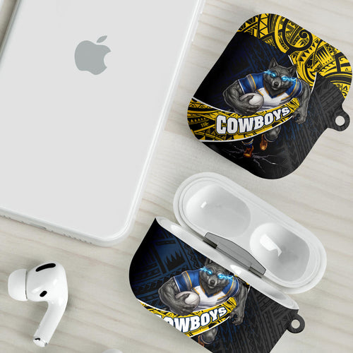 North Queensland Cowboys Rugby AirPods Case Tribal Polynesian Power Art - Lightning Mascot
