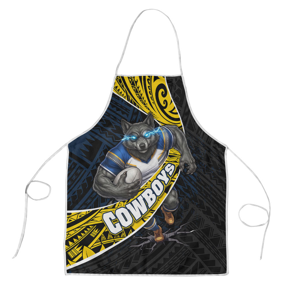 North Queensland Cowboys Rugby Apron Tribal Polynesian Power Art - Lightning Mascot