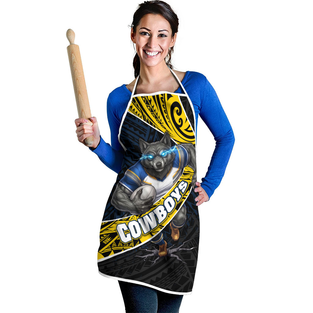 North Queensland Cowboys Rugby Apron Tribal Polynesian Power Art - Lightning Mascot