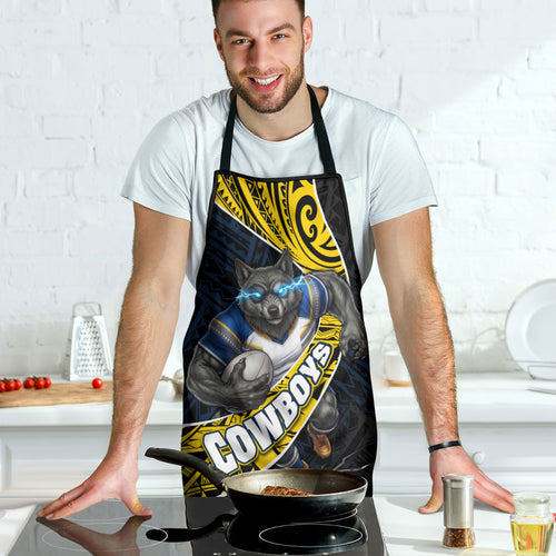 North Queensland Cowboys Rugby Apron Tribal Polynesian Power Art - Lightning Mascot