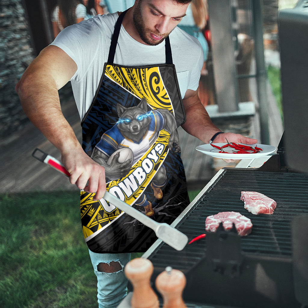 North Queensland Cowboys Rugby Apron Tribal Polynesian Power Art - Lightning Mascot