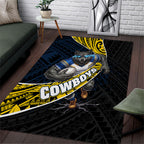 North Queensland Cowboys Rugby Area Rug Tribal Polynesian Power Art - Lightning Mascot