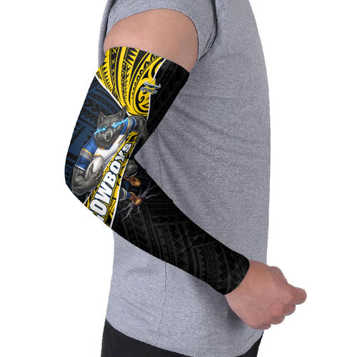 North Queensland Cowboys Rugby Arm Sleeves Tribal Polynesian Power Art - Lightning Mascot