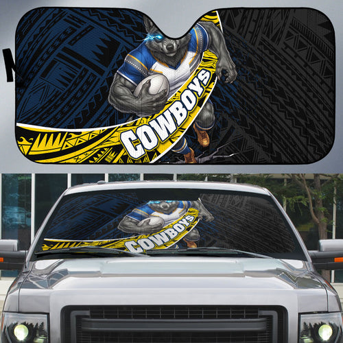 North Queensland Cowboys Rugby Auto Sun Shade Tribal Polynesian Power Art - Lightning Mascot