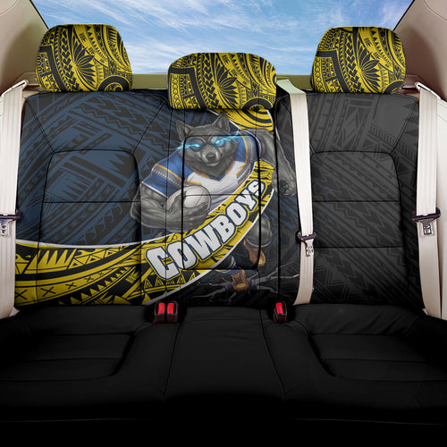 North Queensland Cowboys Rugby Back Car Seat Cover Tribal Polynesian Power Art - Lightning Mascot
