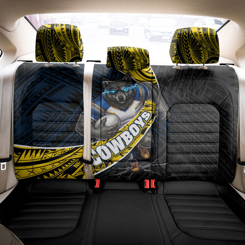 North Queensland Cowboys Rugby Back Car Seat Cover Tribal Polynesian Power Art - Lightning Mascot