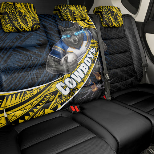 North Queensland Cowboys Rugby Back Car Seat Cover Tribal Polynesian Power Art - Lightning Mascot