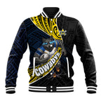 North Queensland Cowboys Rugby Baseball Jacket Tribal Polynesian Power Art - Lightning Mascot
