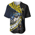 North Queensland Cowboys Rugby Baseball Jersey Tribal Polynesian Power Art - Lightning Mascot