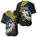 North Queensland Cowboys Rugby Baseball Jersey Tribal Polynesian Power Art - Lightning Mascot