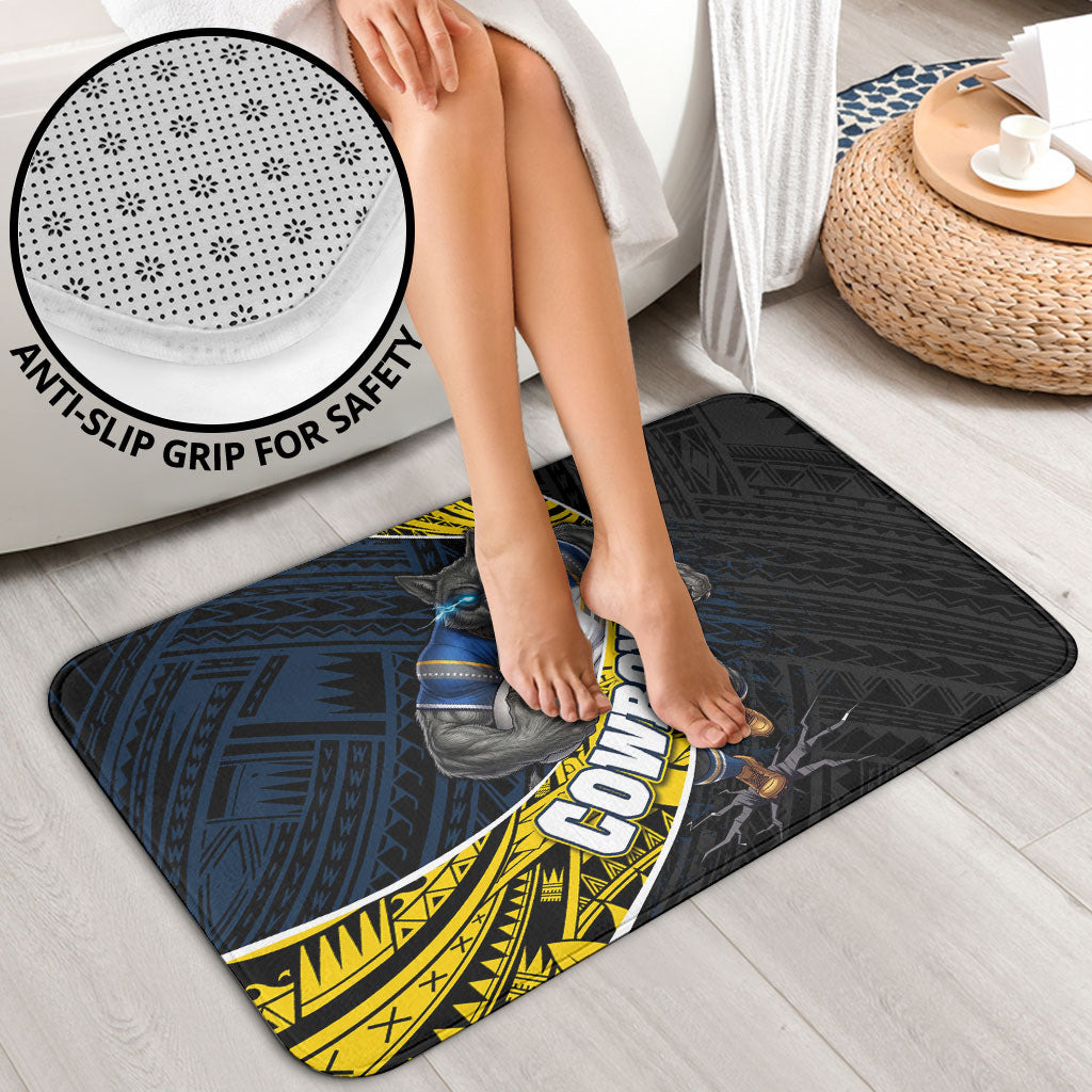 North Queensland Cowboys Rugby Bathroom Set Tribal Polynesian Power Art - Lightning Mascot