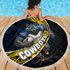 North Queensland Cowboys Rugby Beach Blanket Tribal Polynesian Power Art - Lightning Mascot