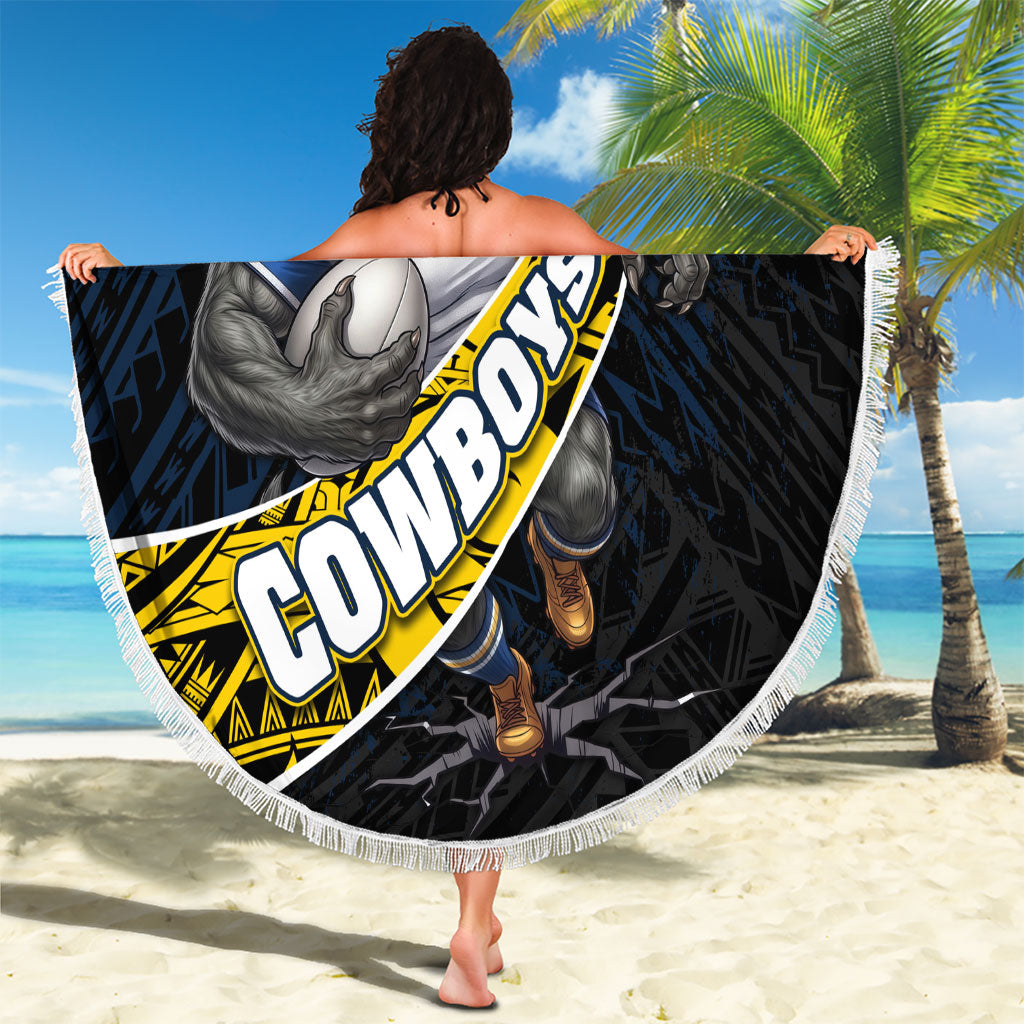North Queensland Cowboys Rugby Beach Blanket Tribal Polynesian Power Art - Lightning Mascot