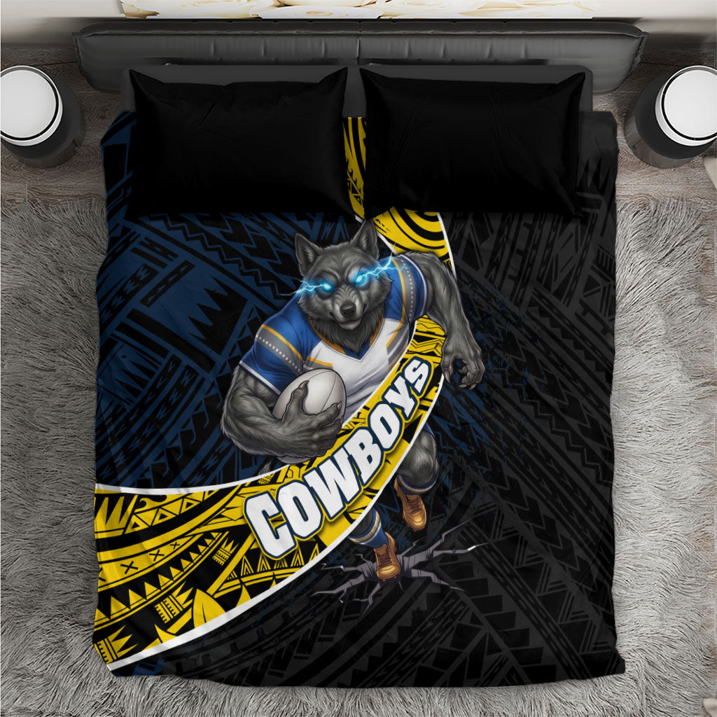 North Queensland Cowboys Rugby Bedding Set Tribal Polynesian Power Art - Lightning Mascot