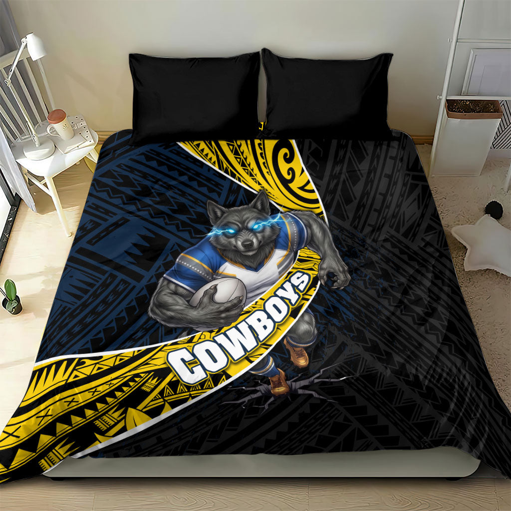 North Queensland Cowboys Rugby Bedding Set Tribal Polynesian Power Art - Lightning Mascot
