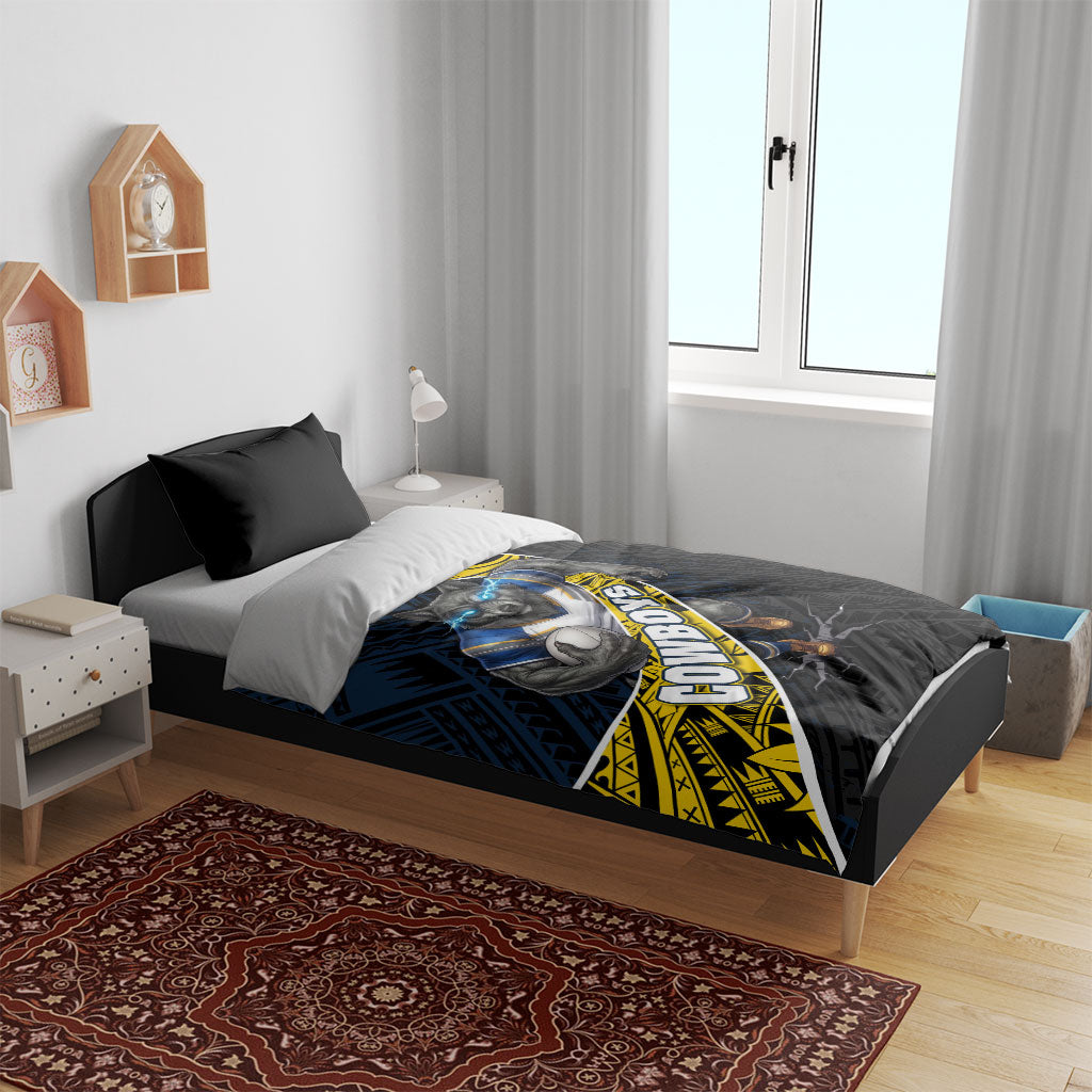 North Queensland Cowboys Rugby Bedding Set Tribal Polynesian Power Art - Lightning Mascot