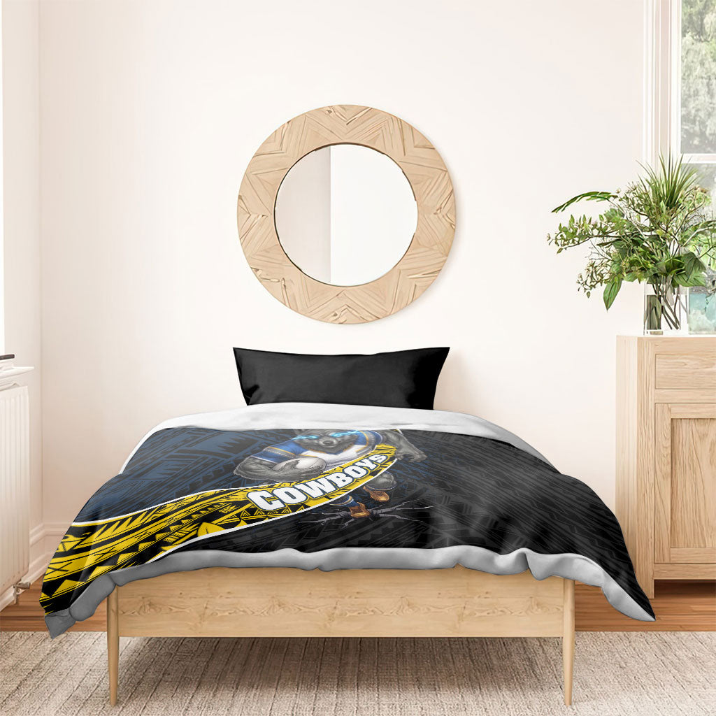 North Queensland Cowboys Rugby Bedding Set Tribal Polynesian Power Art - Lightning Mascot
