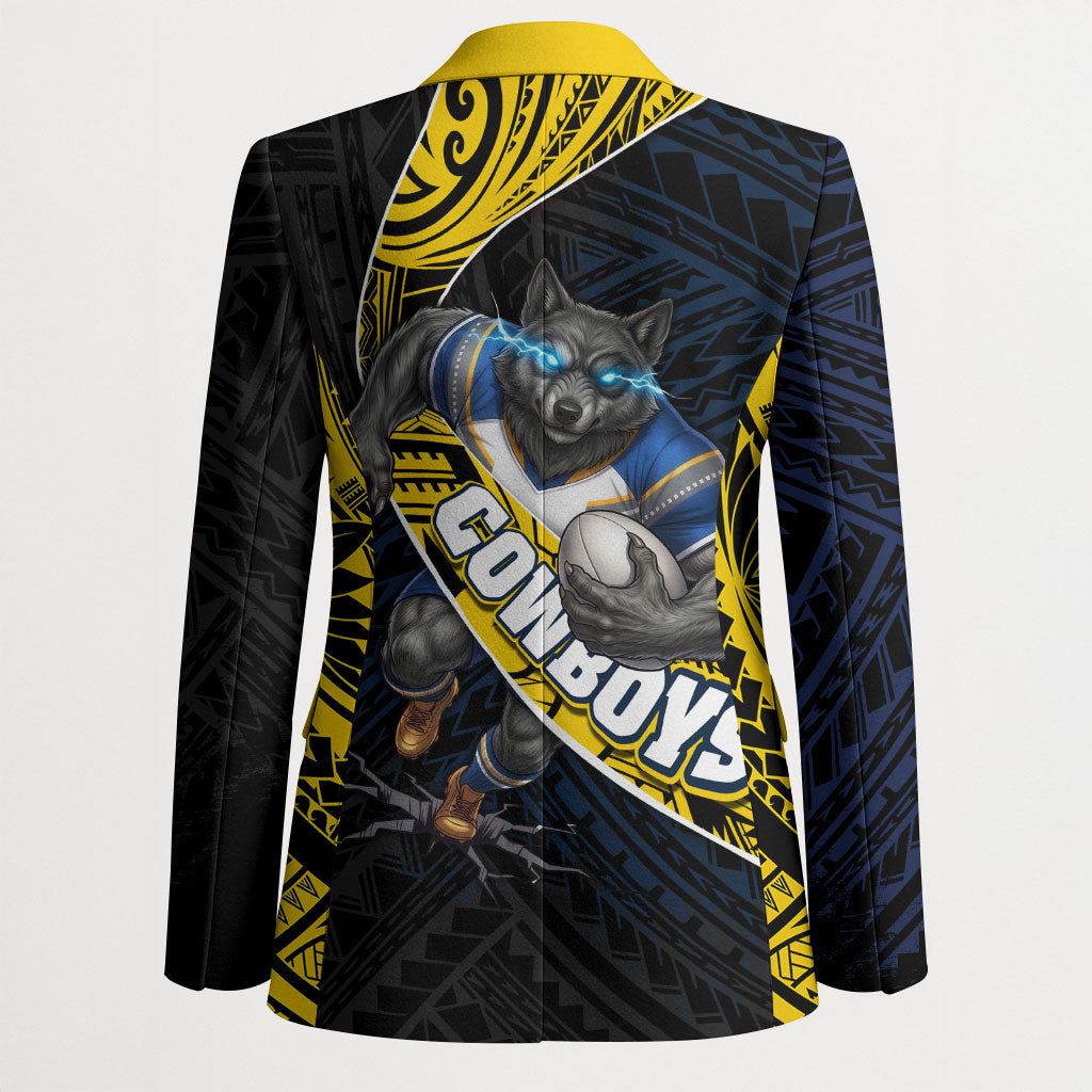 North Queensland Cowboys Rugby Blazer Tribal Polynesian Power Art - Lightning Mascot