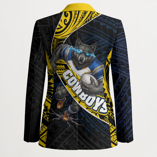 North Queensland Cowboys Rugby Blazer Tribal Polynesian Power Art - Lightning Mascot