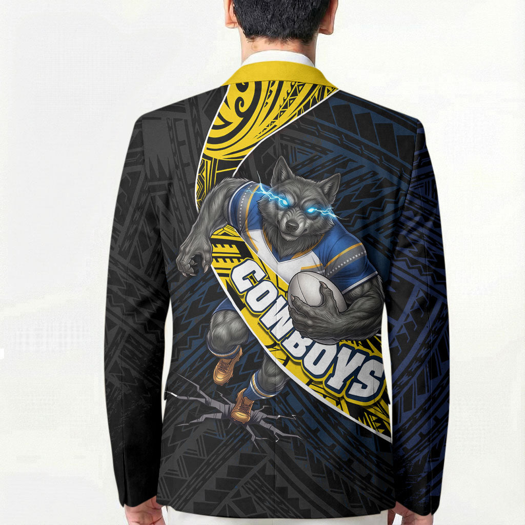 North Queensland Cowboys Rugby Blazer Tribal Polynesian Power Art - Lightning Mascot