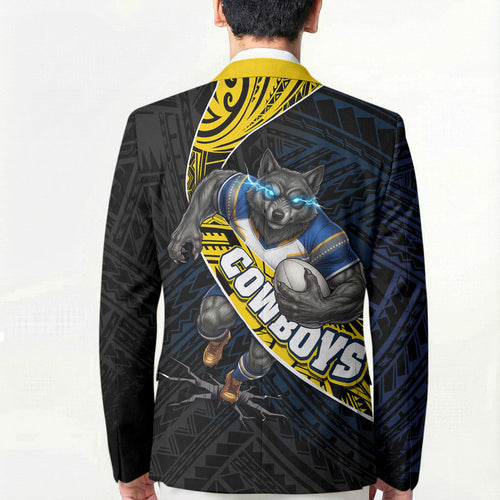 North Queensland Cowboys Rugby Blazer Tribal Polynesian Power Art - Lightning Mascot