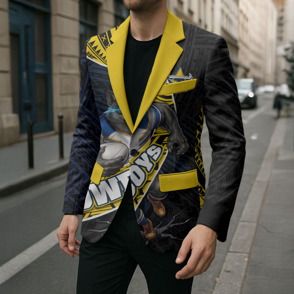 North Queensland Cowboys Rugby Blazer Tribal Polynesian Power Art - Lightning Mascot