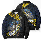 North Queensland Cowboys Rugby Bomber Puffer Jacket Tribal Polynesian Power Art - Lightning Mascot