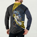 North Queensland Cowboys Rugby Button Sweatshirt Tribal Polynesian Power Art - Lightning Mascot