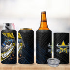 North Queensland Cowboys Rugby 4 in 1 Can Cooler Tumbler Tribal Polynesian Power Art - Lightning Mascot