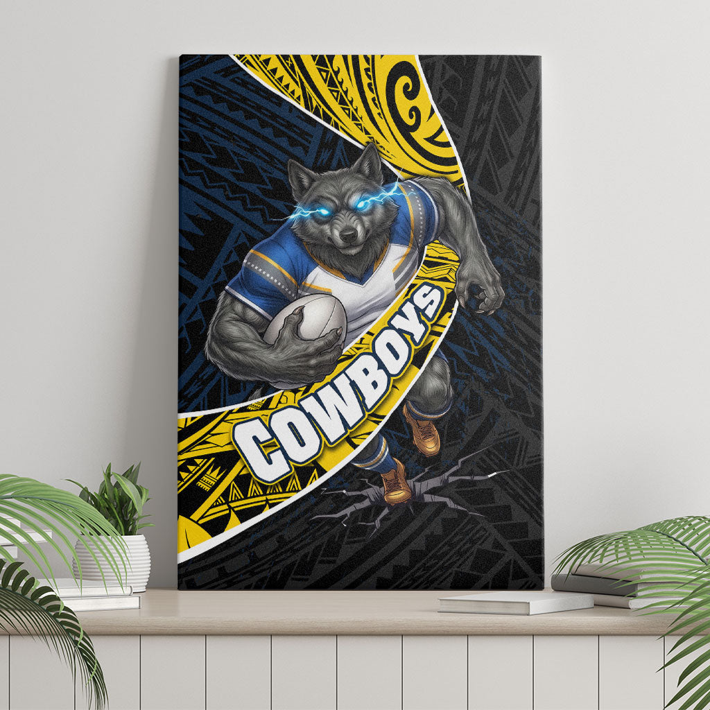 North Queensland Cowboys Rugby Canvas Wall Art Tribal Polynesian Power Art - Lightning Mascot