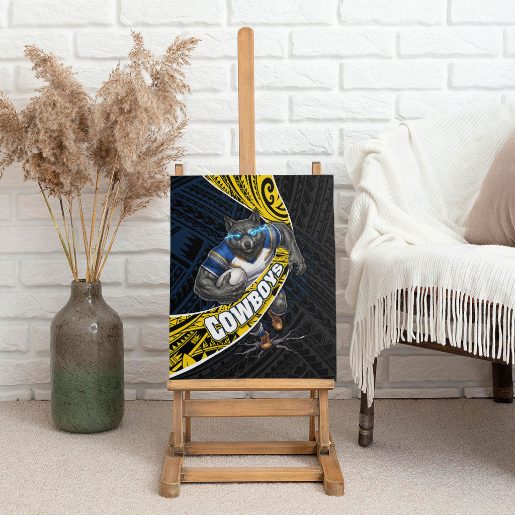 North Queensland Cowboys Rugby Canvas Wall Art Tribal Polynesian Power Art - Lightning Mascot