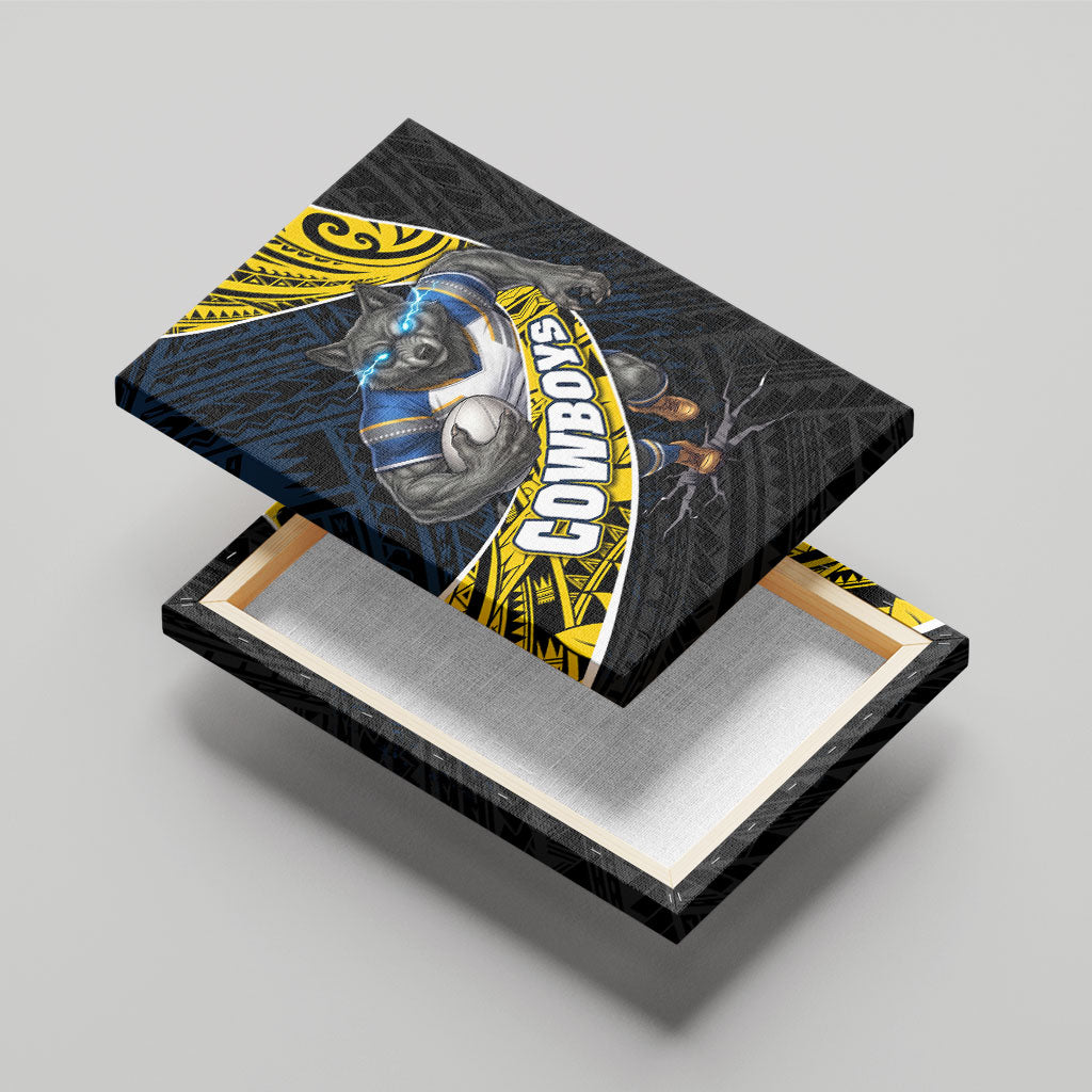 North Queensland Cowboys Rugby Canvas Wall Art Tribal Polynesian Power Art - Lightning Mascot