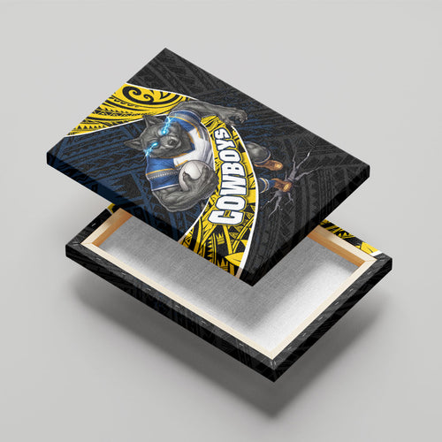 North Queensland Cowboys Rugby Canvas Wall Art Tribal Polynesian Power Art - Lightning Mascot