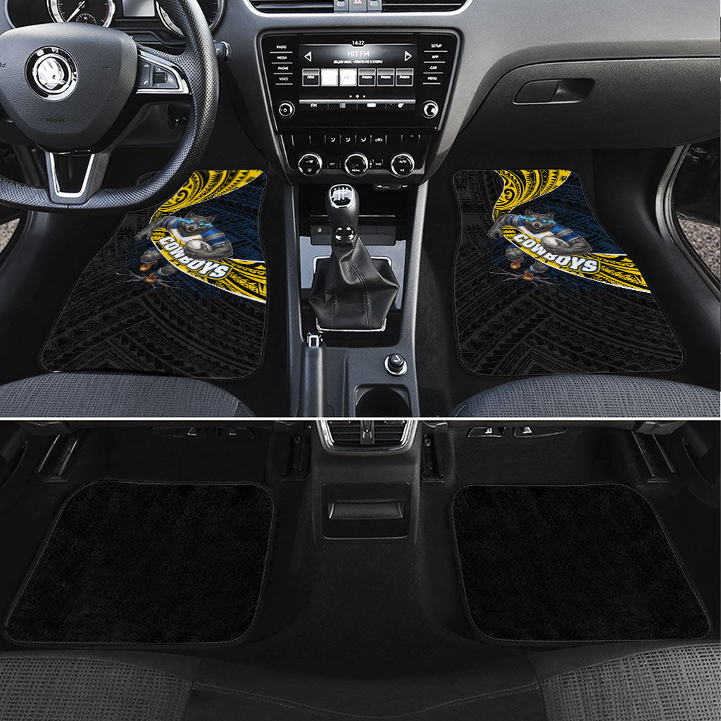 North Queensland Cowboys Rugby Car Mats Tribal Polynesian Power Art - Lightning Mascot