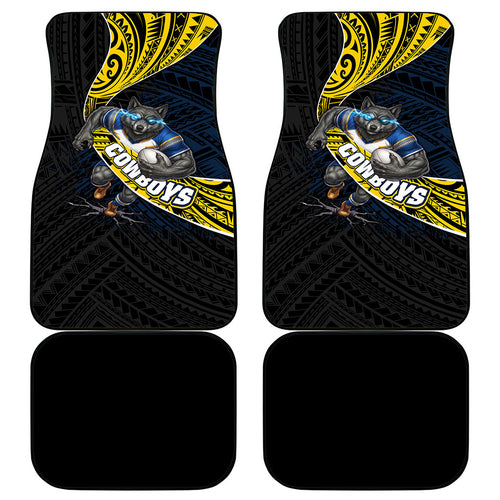 North Queensland Cowboys Rugby Car Mats Tribal Polynesian Power Art - Lightning Mascot