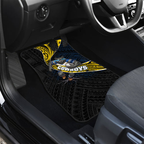 North Queensland Cowboys Rugby Car Mats Tribal Polynesian Power Art - Lightning Mascot