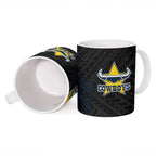 North Queensland Cowboys Rugby Ceramic Mug Tribal Polynesian Power Art - Lightning Mascot