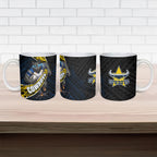 North Queensland Cowboys Rugby Ceramic Mug Tribal Polynesian Power Art - Lightning Mascot