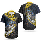 North Queensland Cowboys Rugby Couples Matching Mermaid Dress and Hawaiian Shirt Tribal Polynesian Power Art - Lightning Mascot