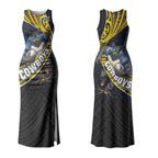 North Queensland Cowboys Rugby Couples Matching Tank Maxi Dress and Hawaiian Shirt Tribal Polynesian Power Art - Lightning Mascot