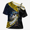 North Queensland Cowboys Rugby Cross Shoulder Shirt Tribal Polynesian Power Art - Lightning Mascot