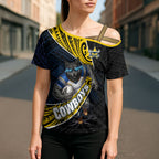 North Queensland Cowboys Rugby Cross Shoulder Shirt Tribal Polynesian Power Art - Lightning Mascot
