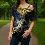 North Queensland Cowboys Rugby Cross Shoulder Shirt Tribal Polynesian Power Art - Lightning Mascot