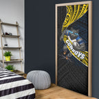 North Queensland Cowboys Rugby Door Cover Tribal Polynesian Power Art - Lightning Mascot